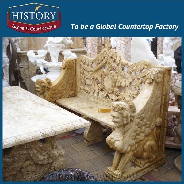History Stones China Simple Style Groove Back Set Pure White Marble Chairs Design Perfect Indoor Exhibition Ornamental Bench