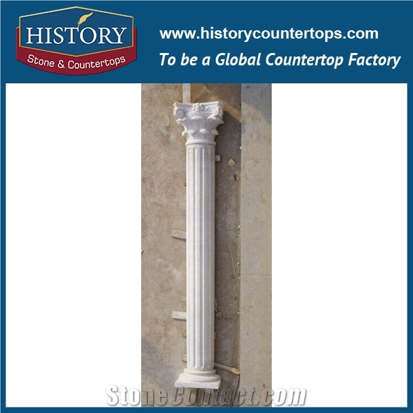 History Stones China Supplier Four Season Goods Figure Gate Columns Pure White Marble Stone Round Building Indoor Romans Column Architecture Pillar