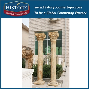 History Stones China Supplier Four Season Goods Figure Gate Columns Pure White Marble Stone Round Building Indoor Romans Column Architecture Pillar