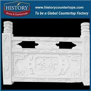 History Stones China Various Designs Pure White Full Hand Carving Antique Marble Exterior Stair Handrail Landscaped Balusters & Railings
