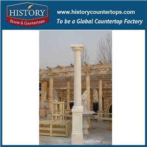 History Stones Chinese Roman Style High Temperature Resistance Architectural Galala Beige Marble Column Outdoor Decorative Pillars History Stones Chinese Roman Style High Temperature Resistance Architectural Galala Beige Marble Column Outdoor Decorative Pillars
