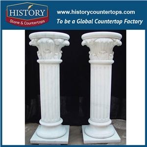 History Stones Chinese Roman Style High Temperature Resistance Architectural Galala Beige Marble Column Outdoor Decorative Pillars