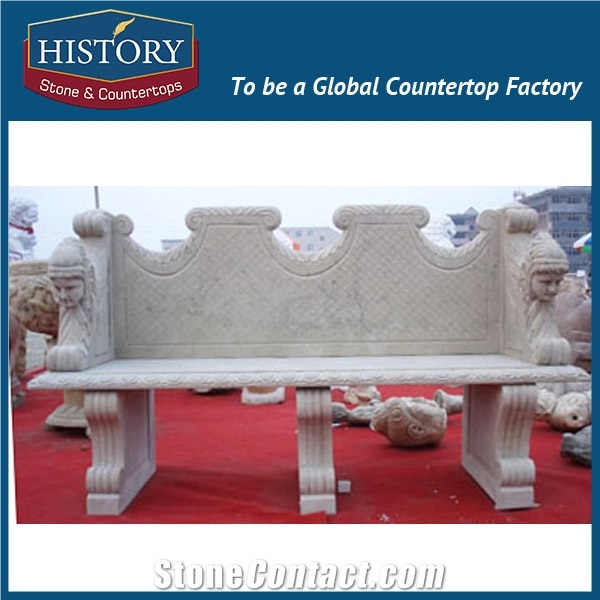 History Stones Chinese Wholesale Simple Morden Heavy-Duty Pure White Marble Chairs for Garden Park Patio Landscaping Stone Bench