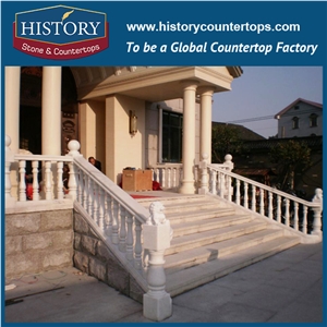 History Stones Classic Straight Pure White Stone Marble Stair Baluster for Home Decoration Villa Balcony Safty Balusters & Railings