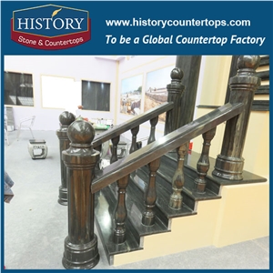 History Stones Designer New Products Smooth Surface Black Brown Granite Balustrades Designs Exhibition Indoor Handrail Balusters & Railings