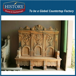 History Stones Factory Customized Antique Roman Style Design Home Classical Furniture Red Brown Marble Indoor Using Bench