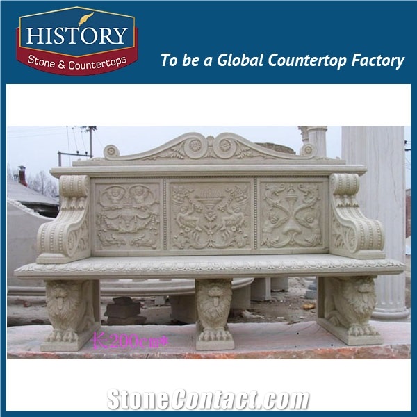 History Stones Famous External Designer Excellent Technique Pure White Marble Outdoor Chairs for Sale Patio Sets Furniture Bench