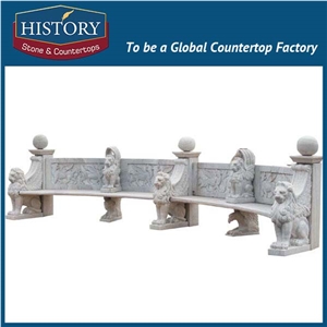 History Stones Fashion and Elegant Design Soild Restaurant High Class Pure Whitel Colour Marble Chair Classical Ornamental Bench