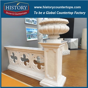 History Stones Free Sample Decorative Natural Beige Marble Balusters for Indoor Porch Fluted Stair Handrails Balusters & Railings