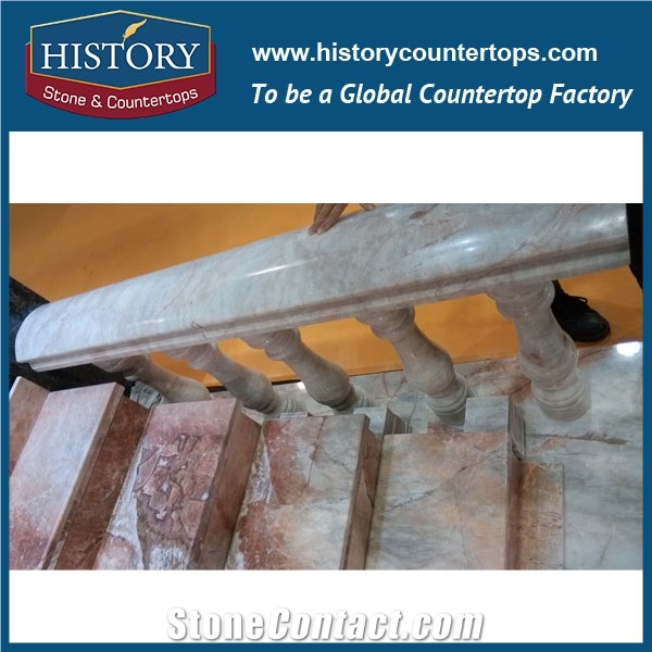 History Stones Free Sample Decorative Natural Beige Marble Balusters for Indoor Porch Fluted Stair Handrails Balusters & Railings