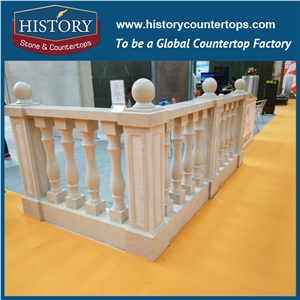 History Stones Free Sample Decorative Natural Beige Marble Balusters for Indoor Porch Fluted Stair Handrails Balusters & Railings