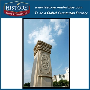 History Stones Hand Carving Grey Marble Roman Columns Outdoor Landscaping Stone Small Size Column Sculptured Pillars