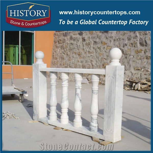 History Stones High Glossy Great Processability Inside Used Beige Marble Balustrade Closed Balcony Safety Fence Decorative Balusters & Railings