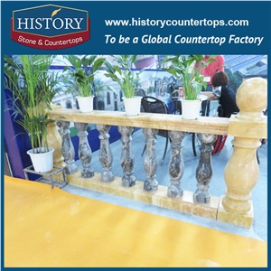 History Stones High Glossy Great Processability Inside Used Beige Marble Balustrade Closed Balcony Safety Fence Decorative Balusters & Railings