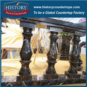 History Stones High Glossy Great Processability Inside Used Beige Marble Balustrade Closed Balcony Safety Fence Decorative Balusters & Railings