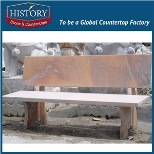 History Stones High Grade Beautiful New Arrival Outdoor Decoration Red Brown Marble Chairs Design for Garden Park Rest Bench