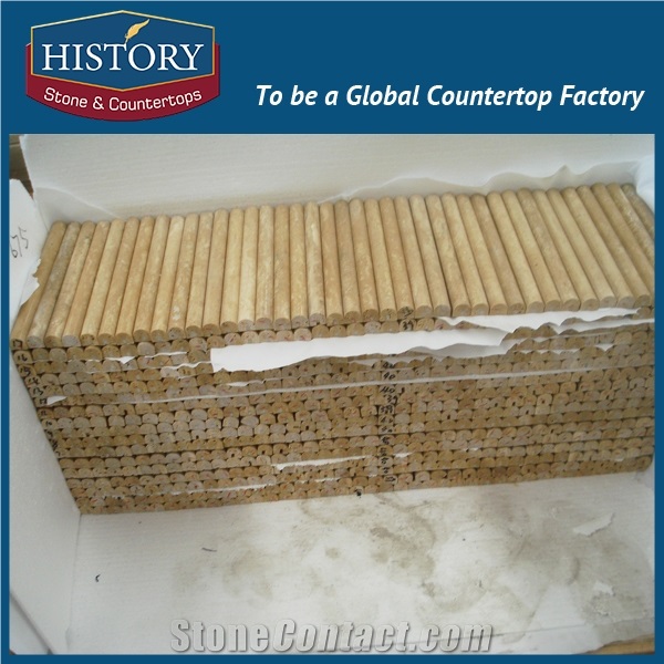 History Stones Interlocking Circle Shaping Yellow Marble Trimming Design Hotel Lobby Walling Decoration Popular Border Line