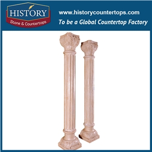 History Stones Luxury Villa Interior Sunset Pink Marble Stone Ornamental Columns Design Attracting Hotel Decoration Material Pillars