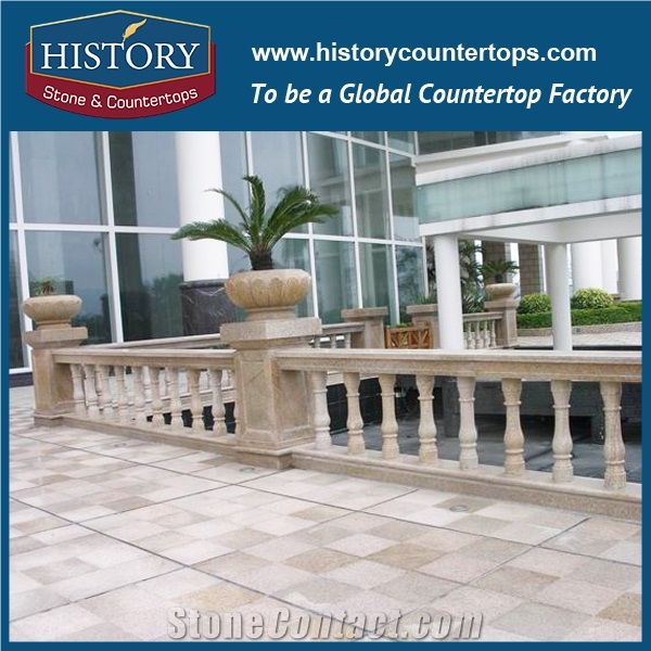 History Stones New Condition Unique Outdoor Stair Railing Design Light Yellow G682 Granite Indoor Stand Mounted Balusters & Railings