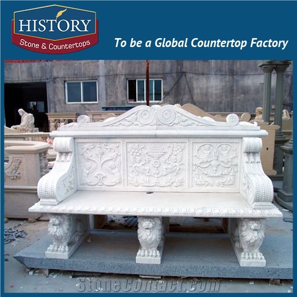 History Stones New Model Classical Furniture Factory Custom Galala Beige Marble Chairs Outdoor Indoor Decorative Bench Stone Chair