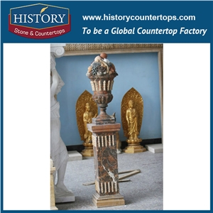 History Stones Newest Multicolor Marble Stone European Unique Roman Style Design Stand Square Shaping Building Decoration Outdoor Sculptured Pillars