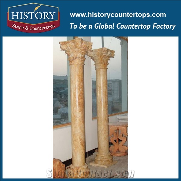 History Stones Oriental Brown Marble Stone Solid Smooth Surface Column Decorative Round Statue Design Interior Hotel Decoration Designs Pillar