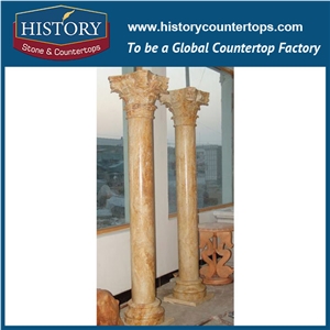 History Stones Oriental Brown Marble Stone Solid Smooth Surface Column Decorative Round Statue Design Interior Hotel Decoration Designs Pillar