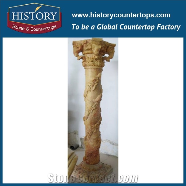 History Stones Oriental Brown Marble Stone Solid Smooth Surface Column Decorative Round Statue Design Interior Hotel Decoration Designs Pillar