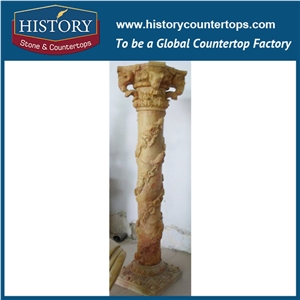 History Stones Oriental Brown Marble Stone Solid Smooth Surface Column Decorative Round Statue Design Interior Hotel Decoration Designs Pillar