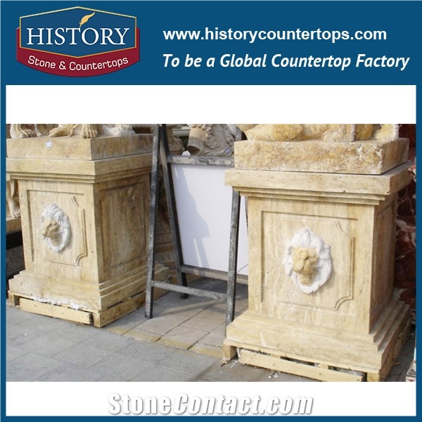 History Stones Oriental Brown Marble Stone Solid Smooth Surface Column Decorative Round Statue Design Interior Hotel Decoration Designs Pillar