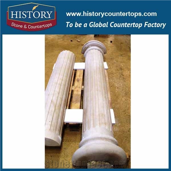 History Stones Ornamental Supporting Galala Beige Marble Stone Gate Roman Columns Design Garden Using Home Balcony Decorative Pillars