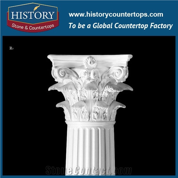 History Stones Ornamental Supporting Galala Beige Marble Stone Gate Roman Columns Design Garden Using Home Balcony Decorative Pillars