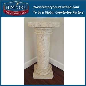 History Stones Ornamental Supporting Galala Beige Marble Stone Gate Roman Columns Design Garden Using Home Balcony Decorative Pillars