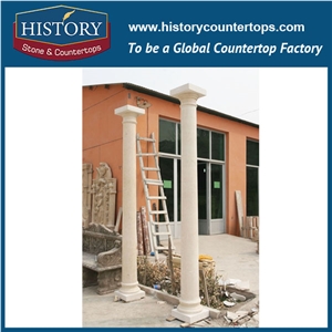History Stones Outdoor Art Platform Stone Simple Style Decorative Galala Beige Marble Columns Large Quantity Garden Using Pillars