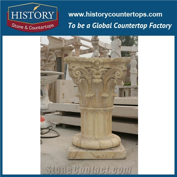History Stones Outdoor Art Platform Stone Simple Style Decorative Galala Beige Marble Columns Large Quantity Garden Using Pillars