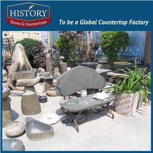 History Stones Perfect Newest Unique Outdoor Fashionable Dark Grey Granite Chair Design for Garden Using Roadside Decorative Bench