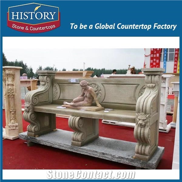 History Stones Perfect Newest Unique Outdoor Fashionable Dark Grey Granite Chair Design for Garden Using Roadside Decorative Bench