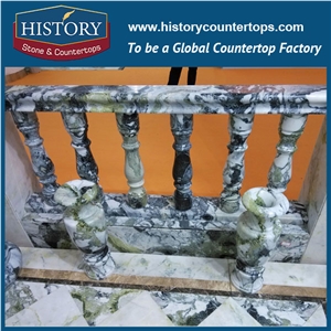 History Stones Popular Design Top Level Unique Polished Green Color Marble Balusters Interior Solid Steps Staircase Balusters & Railings