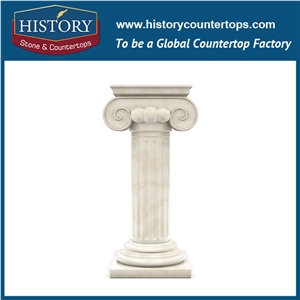 History Stones Professional Design a Grade Quality Marble Column Small Standing Pure White Marble Natural Decorative House Pillars