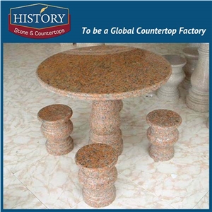 History Stones Professional Factory Outdoor Modern Round Shaping Nature Grey Granite Discount Garden Stone Bench & Table