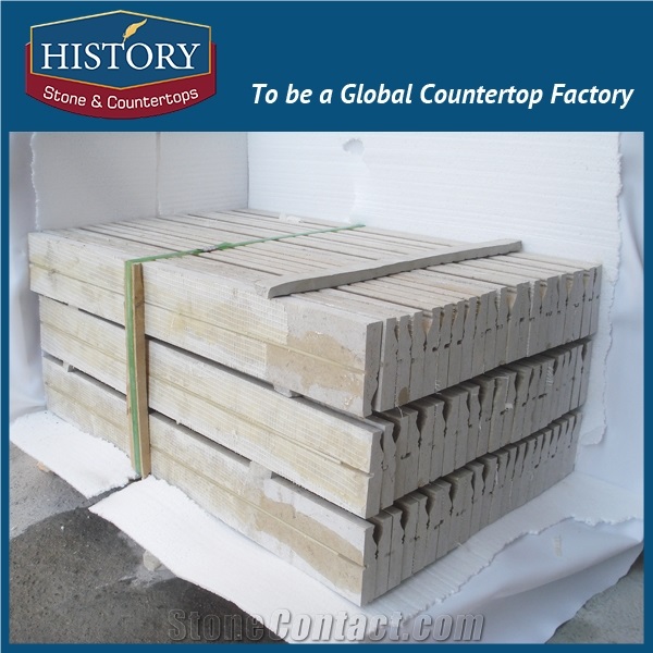 History Stones Rectangle Chinese Style Galala Beige Marble Trimming for Living Room Wall Decoration Constructive Border Line