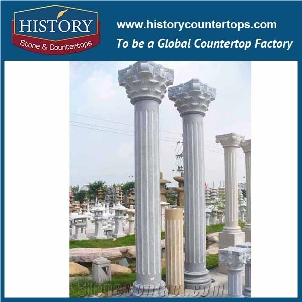 History Stones Roman Style High Temperature Resistance Architectural Grey Granite Column Outdoor Decorative Stone Gate Columns Pillars