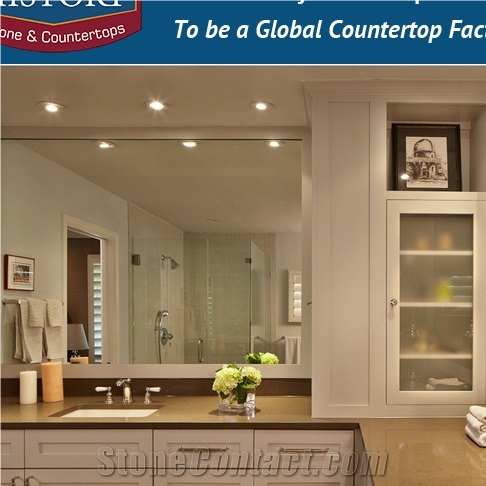 Historystone Antigua Beach with Slippy and Glossy Surface Man Made Fine Particle Quartz Stone for Kitchen Countertops or Bar Tops.