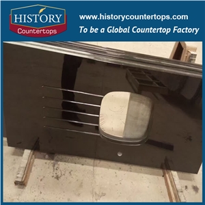 Historystone Black Granite Countertop Vanity Top Polished Bullnose Competitive Price, Bathroom Tops