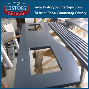 Historystone Black Granite Countertop Vanity Top Polished Bullnose Competitive Price, Bathroom Tops