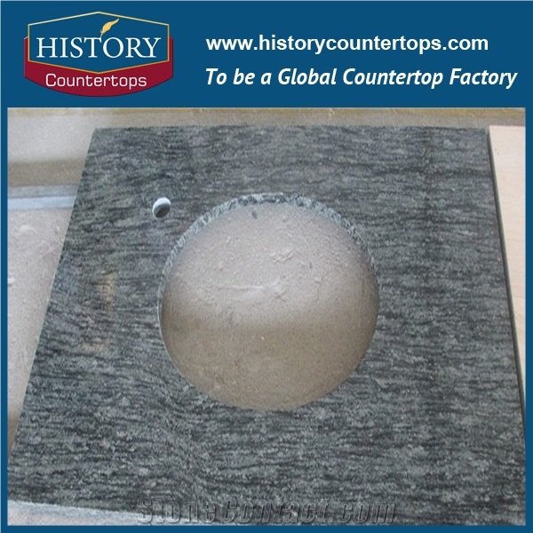 Historystone Black Granite Polished Stone Commercial Bathroom Sink Countertop Touch Solid Surface