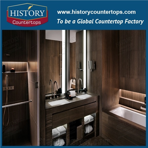Historystone Black Marble Bathroom Vanity Tops/Custom Table Tops Stone/Building Stone/Vanity Top Stone/Imperial Grey Stone Used in Bathroom