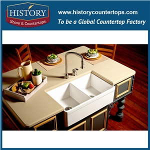 Historystone Buttermilk Man Made Marble Tile and Slab Quartz Stone with Polished and Smoothed Surface for Kitchen Countertops or Bench Tops.
