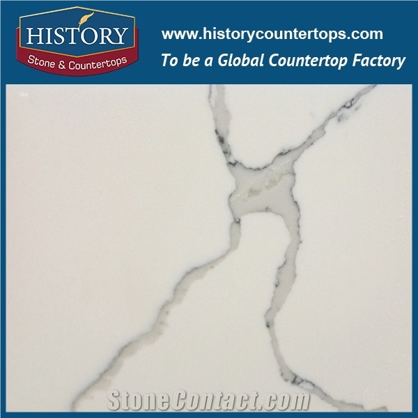Historystone Calacatta Borghini Man Made Marble Tile and Slab Quartz Stone with Polished and Smoothed Surface for Kitchen Countertops or Bench Tops