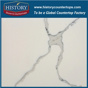 Historystone Calacatta Borghini Man Made Marble Tile and Slab Quartz Stone with Polished and Smoothed Surface for Kitchen Countertops or Bench Tops